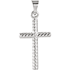 14k White Gold Cross with Textured Rope Design