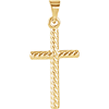 14k Yellow Gold Cross with Textured Rope Design