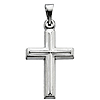 14k White Gold Raised Latin Cross Pendant 17x12mm