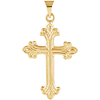 14kt Yellow Gold 1in Fleur de Lis Cross with Grooves