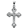 14kt White Gold 7/8in Budded Floral Cross