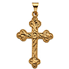 14kt Yellow Gold 7/8in Budded Floral Cross