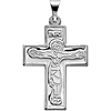 Sterling Silver Block INRI Crucifix Pendant 1in