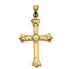14kt Yellow Gold 1 1/8in Budded Cross