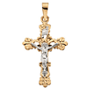 14kt Two-tone Gold Fancy Floral Crucifix
