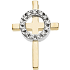 14k Two-tone Gold 1/8 ct tw Diamond Cross with Circle