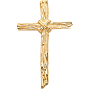 14kt Yellow Gold 2in Crown of Thorns Woodgrain Cross 