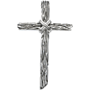 Sterling Silver 2in Woodgrain Cross