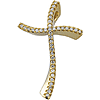 14k Yellow Gold 2/5 CT TW Diamond Curved Cross Pendant