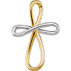 14k Two-tone Gold Loop Cross Pendant 1 1/2in