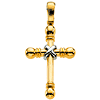 14k Two-Tone Gold Cross with Wrapped Center and Ball Ends 1 1/3in