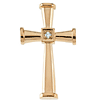 14k Yellow Gold Diamond Cross Pendant with Tapered Arms