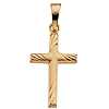 14k Yellow Gold 5/8in Latin Cross with Angled Lines