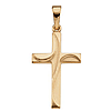 14kt Yellow Gold Cross Pendant with Wavy Lines