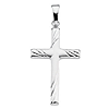 14kt White Gold 1in Cross with Curved Lines 