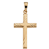 14kt Yellow Gold 1in Cross with Curved Lines 