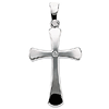 14k White Gold Crusader Cross with Diamond 3/4in