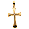 14kt Yellow Gold 3/4in Crusader Cross with Diamond