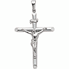 14kt White Gold 1in Hollow Beveled INRI Crucifix