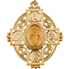 14kt Yellow Gold 1 3/8in Miraculous Cross Medal