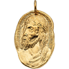 14k Yellow Gold Oval Face of Jesus Pendant 1in