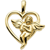 18k Yellow Gold Angel Heart Pendant 18x15mm