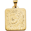 14k Yellow Gold Small Rectangular Face of Jesus Medal 18.5x17mm