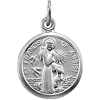 14k White Gold St. Francis of Assisi Round Charm 3/8in