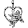 14kt White Gold 3/4in Angel Heart Pendant