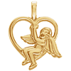 14kt Yellow Gold 3/4in Angel Heart Pendant
