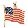 14k Yellow Gold American Flag Enamel Pendant