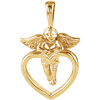 14k Yellow Gold Angel Open Heart Pendant
