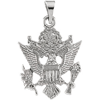 14kt White Gold 3/4in U.S. Army Eagle Pendant