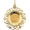 14kt Yellow Gold 3/4in Fancy St. Michael Medal