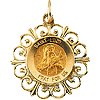 14kt Yellow Gold 3/4in Fancy St. Lucy Medal