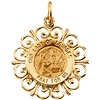 14kt Yellow Gold 3/4in Fancy Lady of Lourdes Medal