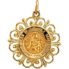 14kt Yellow Gold Fancy 3/4in Scapular Medal