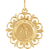 14kt Yellow Gold 3/4in Fancy Infant of Prague Medal