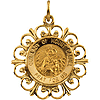 Lady of Mount Carmel Medal 3/4in 14k Yellow Gold