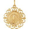 14kt Yellow Gold 3/4in Our Lady of Fatima Medal