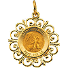 14kt Yellow Gold 3/4in Fancy St. Francis Medal