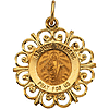 14kt Gold 3/4in St. Jude Thaddeus Medal with Scalloped Edges