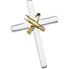 14kt Two-tone Gold 1in Wrapped Cross with Hidden Bail