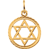14kt Yellow Gold 1/2in Round Textured Star of David Pendant