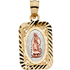 14kt Tri-Color Gold Rectangular Lady of Guadalupe Medal