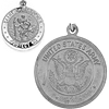 Sterling Silver 18mm St. Christopher Army Medal & 18in Chain