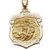 14kt Yellow Gold 1in Hollow St. Michael Shield Medal