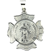 14kt White Gold 1in Hollow St. Florian Medal