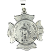 14k White Gold Hollow St. Florian Firefighter Shield Medal 1in