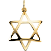 14k Yellow Gold Domed Star of David Pendant 3/4in